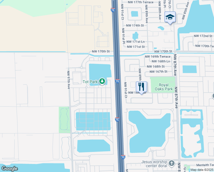 map of restaurants, bars, coffee shops, grocery stores, and more near 11032 West 33rd Way in Hialeah