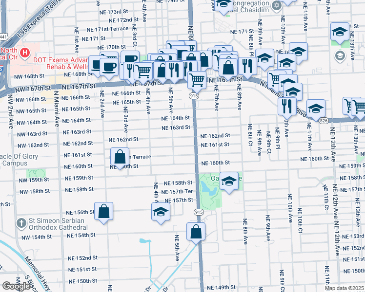 map of restaurants, bars, coffee shops, grocery stores, and more near in Golden Glades