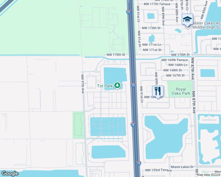 map of restaurants, bars, coffee shops, grocery stores, and more near 11057 West 33rd Way in Hialeah