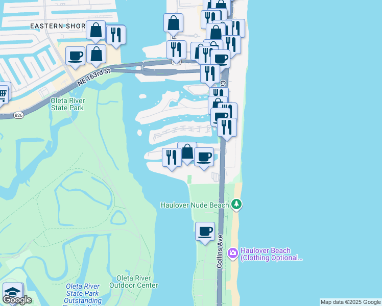 map of restaurants, bars, coffee shops, grocery stores, and more near 300 Bayview Drive in Sunny Isles Beach