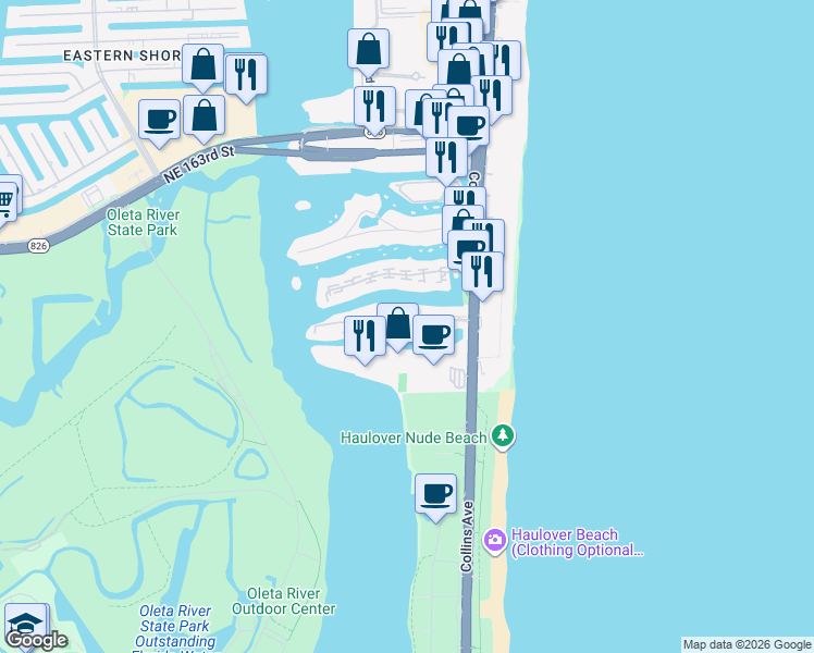 map of restaurants, bars, coffee shops, grocery stores, and more near 300 Bayview Drive in Sunny Isles Beach