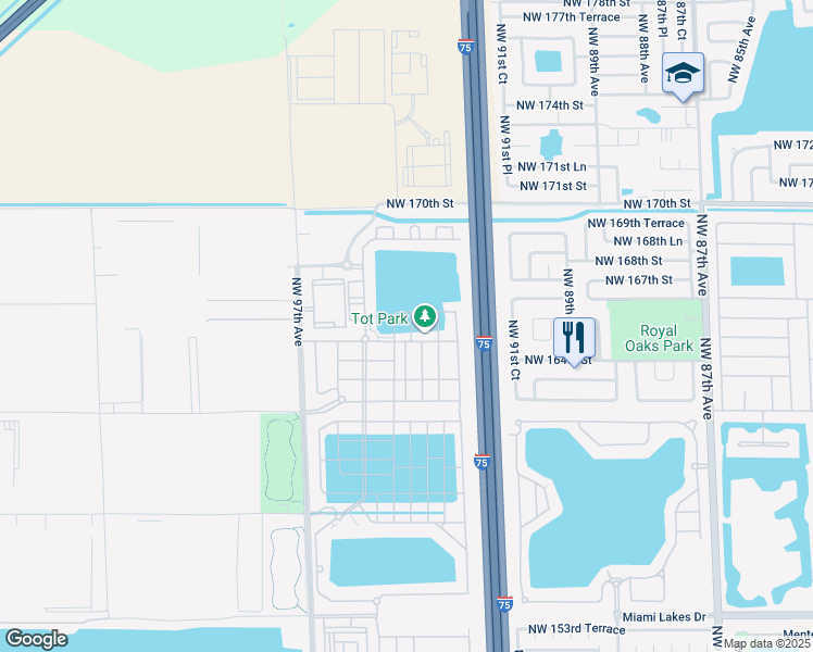 map of restaurants, bars, coffee shops, grocery stores, and more near 11057 West 33rd Way in Hialeah