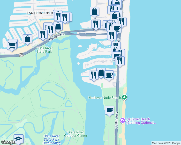 map of restaurants, bars, coffee shops, grocery stores, and more near 400 Kings Point Drive in Sunny Isles Beach