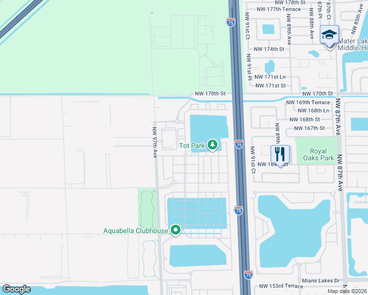 map of restaurants, bars, coffee shops, grocery stores, and more near 3429 West 110th Terrace in Hialeah