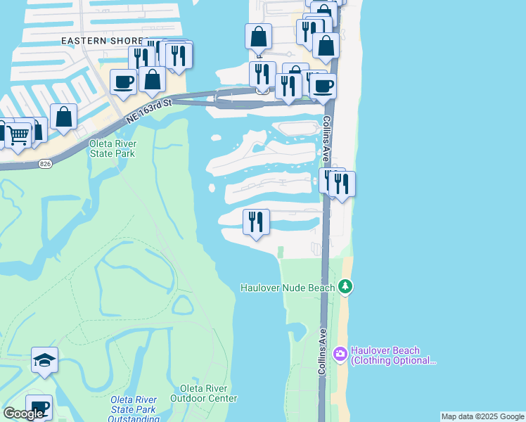 map of restaurants, bars, coffee shops, grocery stores, and more near 400 Kings Point Drive in Sunny Isles Beach