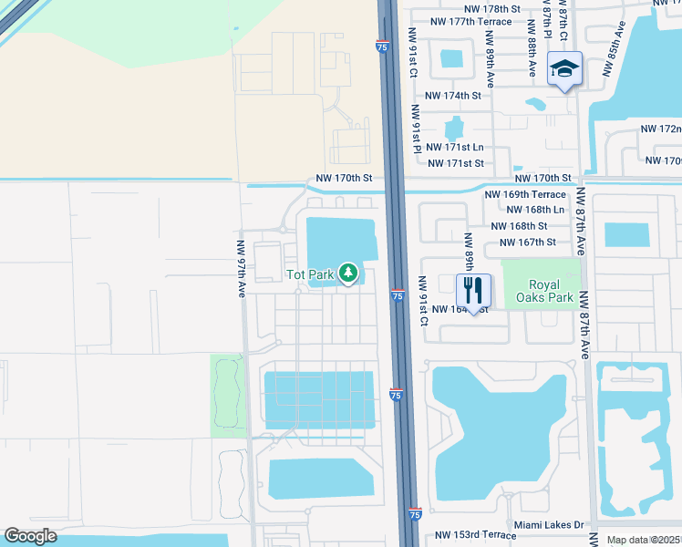 map of restaurants, bars, coffee shops, grocery stores, and more near 11048 West 33rd Way in Hialeah