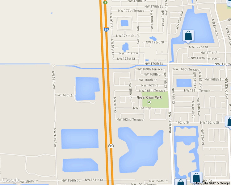 map of restaurants, bars, coffee shops, grocery stores, and more near 9130 Northwest 166th Terrace in Miami Lakes