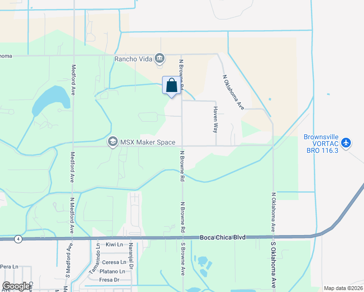 map of restaurants, bars, coffee shops, grocery stores, and more near 9001 Houston Road in Brownsville