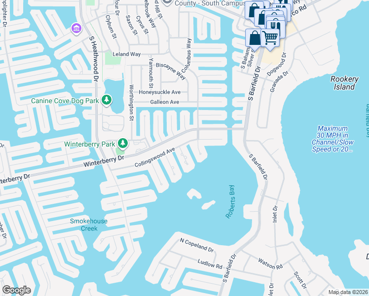 map of restaurants, bars, coffee shops, grocery stores, and more near 511 Alameda Court in Marco Island