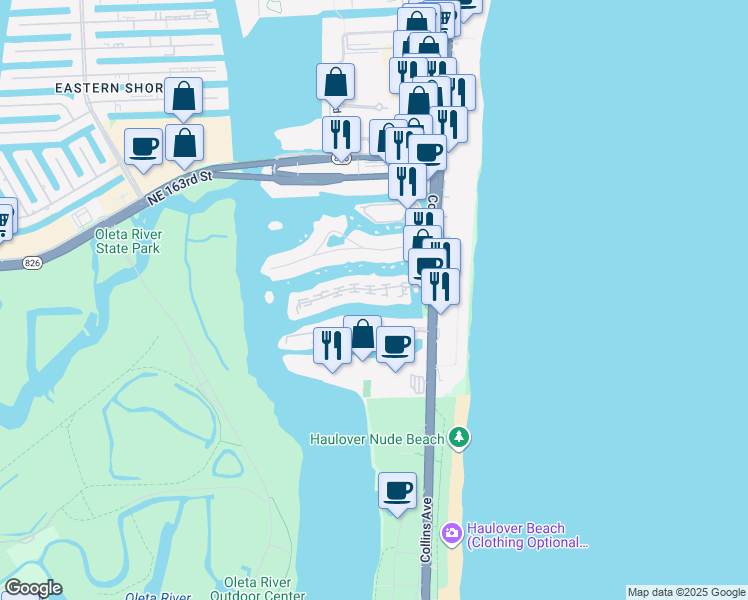 map of restaurants, bars, coffee shops, grocery stores, and more near 314 Poinciana Island Drive in Sunny Isles Beach