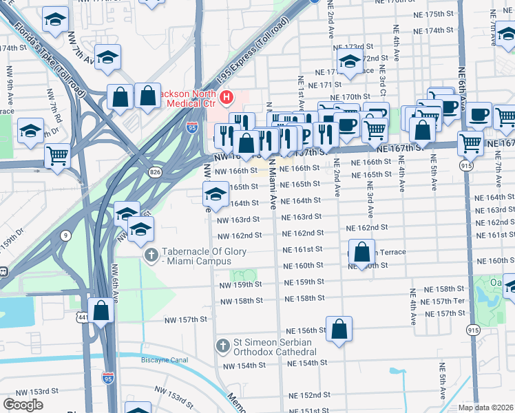 map of restaurants, bars, coffee shops, grocery stores, and more near in Golden Glades