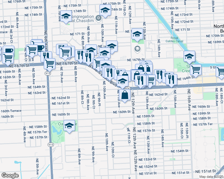 map of restaurants, bars, coffee shops, grocery stores, and more near 1022 North Miami Beach Boulevard in North Miami Beach