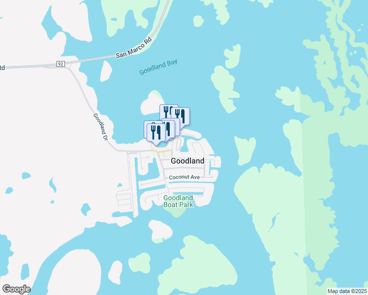 map of restaurants, bars, coffee shops, grocery stores, and more near in Goodland