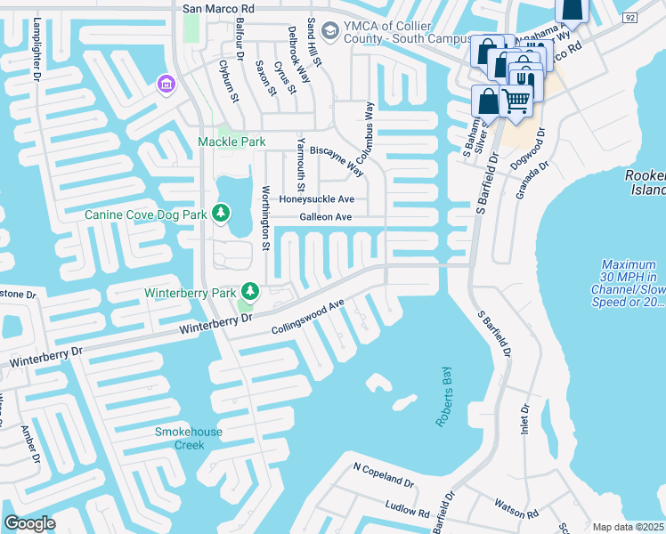 map of restaurants, bars, coffee shops, grocery stores, and more near 478 Persian Court in Marco Island