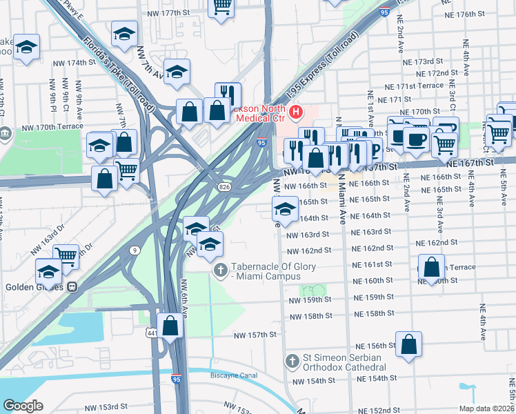 map of restaurants, bars, coffee shops, grocery stores, and more near in Golden Glades