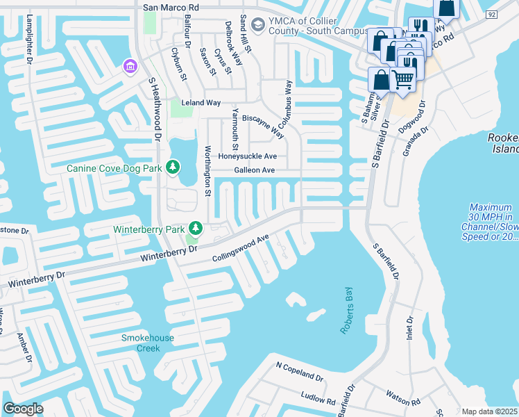 map of restaurants, bars, coffee shops, grocery stores, and more near 478 Persian Court in Marco Island