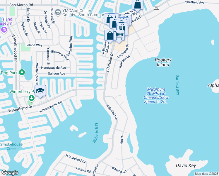 map of restaurants, bars, coffee shops, grocery stores, and more near 1738 Dogwood Drive in Marco Island