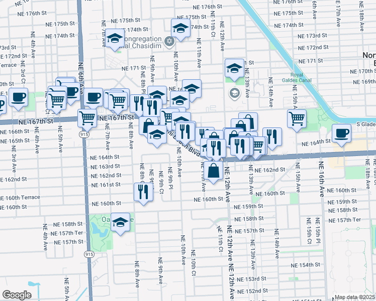 map of restaurants, bars, coffee shops, grocery stores, and more near 1022 North Miami Beach Boulevard in North Miami Beach