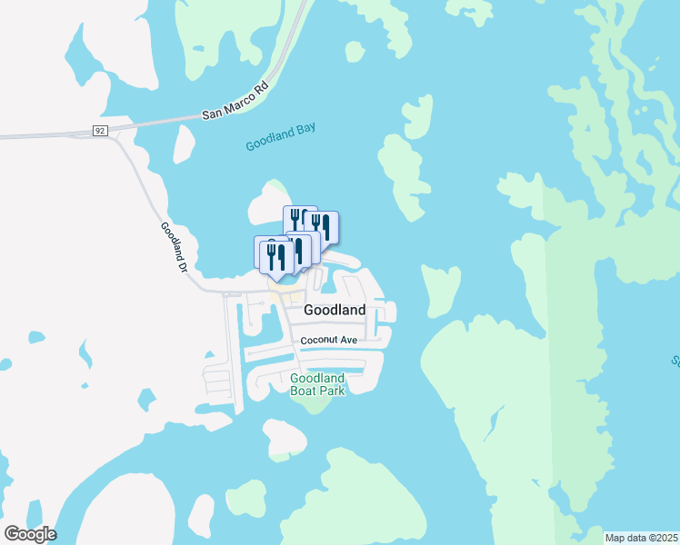 map of restaurants, bars, coffee shops, grocery stores, and more near 318 Pettit Drive in Marco Island