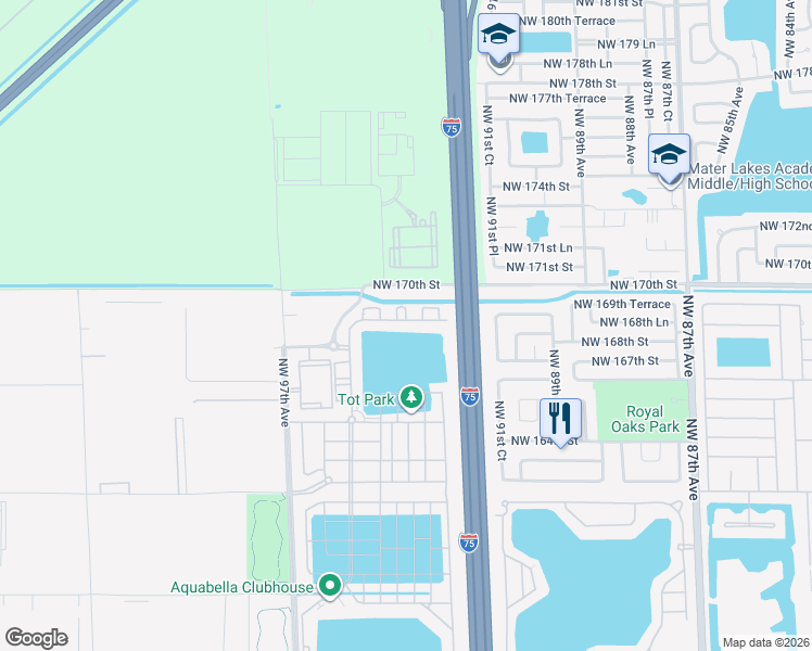map of restaurants, bars, coffee shops, grocery stores, and more near in Hialeah