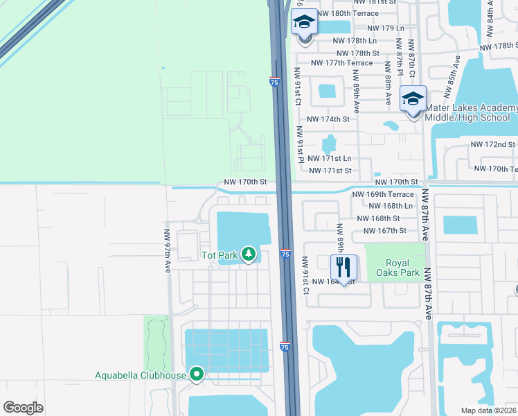 map of restaurants, bars, coffee shops, grocery stores, and more near in Hialeah