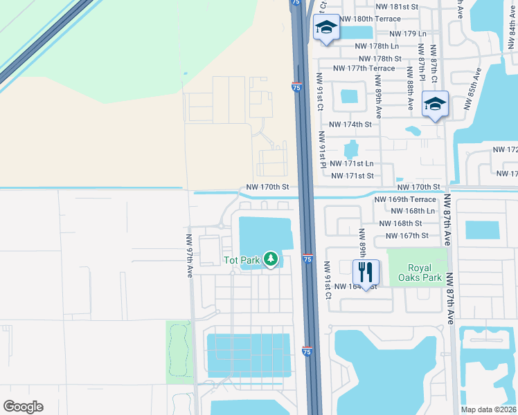 map of restaurants, bars, coffee shops, grocery stores, and more near 11467 West 34th Court in Hialeah