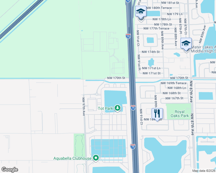 map of restaurants, bars, coffee shops, grocery stores, and more near 11467 West 34th Court in Hialeah