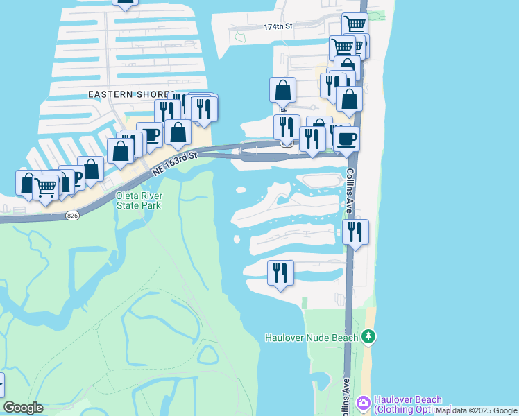 map of restaurants, bars, coffee shops, grocery stores, and more near 319 Atlantic Isle in Sunny Isles Beach