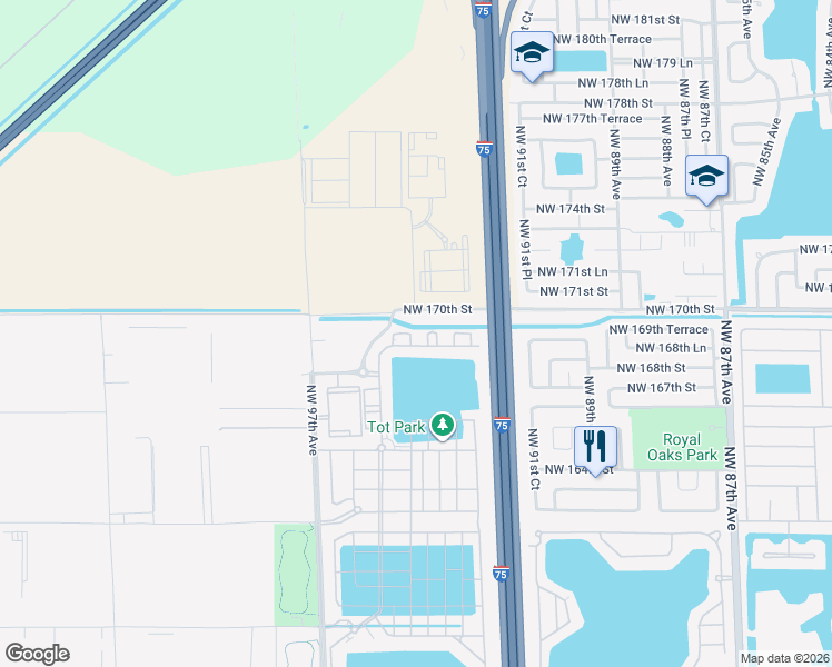 map of restaurants, bars, coffee shops, grocery stores, and more near 11467 West 34th Court in Hialeah