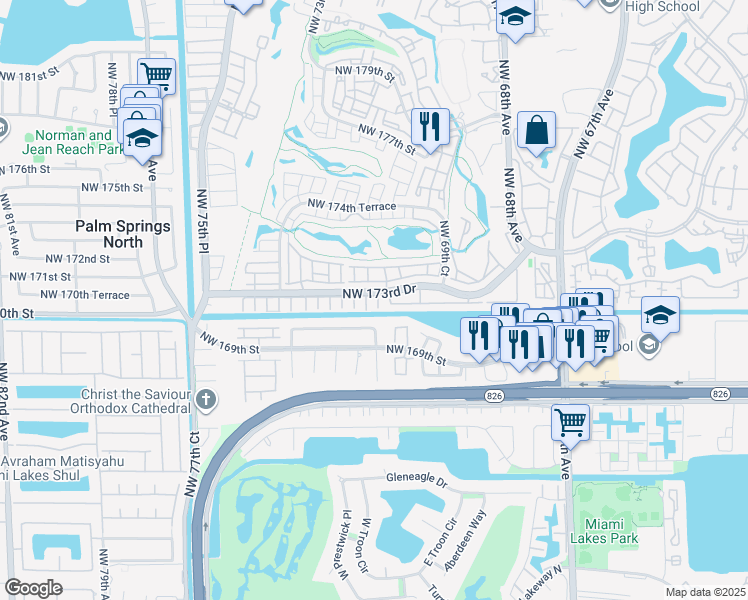 map of restaurants, bars, coffee shops, grocery stores, and more near in Country Club
