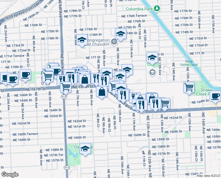 map of restaurants, bars, coffee shops, grocery stores, and more near 909 North Miami Beach Boulevard in North Miami Beach