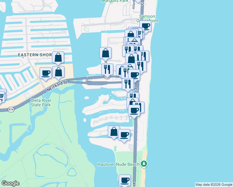 map of restaurants, bars, coffee shops, grocery stores, and more near 300330 Sunny Isles Boulevard in Sunny Isles Beach