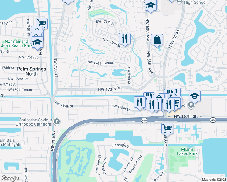 map of restaurants, bars, coffee shops, grocery stores, and more near in Country Club