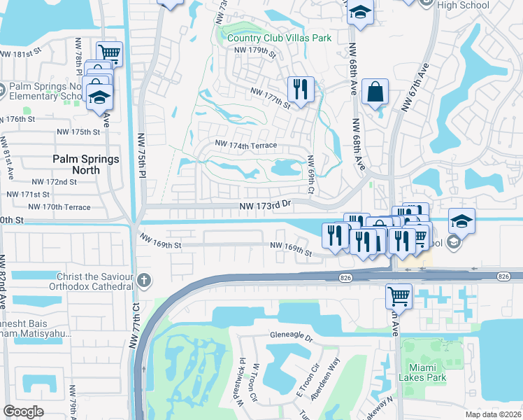 map of restaurants, bars, coffee shops, grocery stores, and more near in Country Club