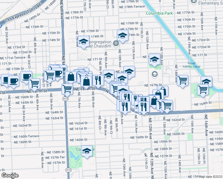 map of restaurants, bars, coffee shops, grocery stores, and more near 901 North Miami Beach Boulevard in North Miami Beach
