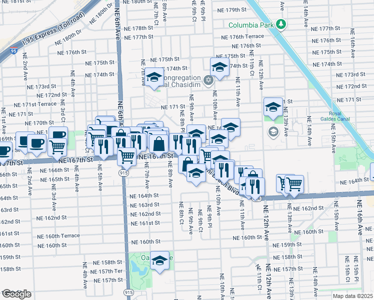 map of restaurants, bars, coffee shops, grocery stores, and more near 901 North Miami Beach Boulevard in North Miami Beach