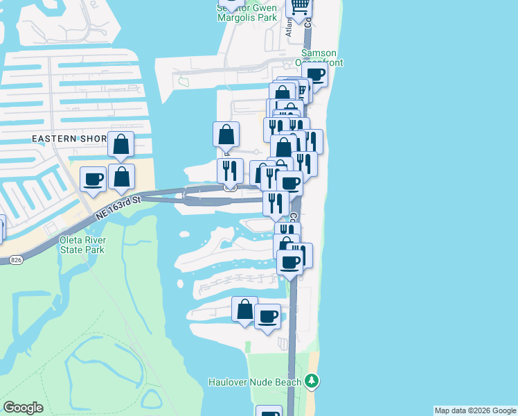 map of restaurants, bars, coffee shops, grocery stores, and more near 202 Sunny Isles Boulevard in Sunny Isles Beach