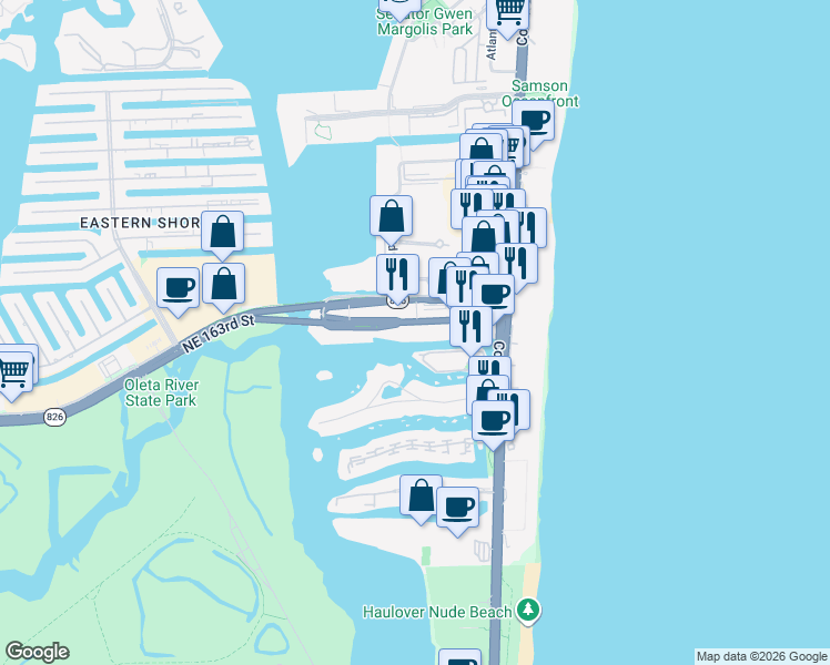 map of restaurants, bars, coffee shops, grocery stores, and more near 300330 Sunny Isles Boulevard in Sunny Isles Beach
