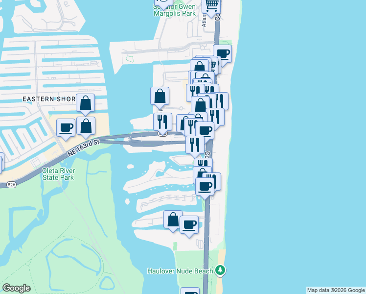 map of restaurants, bars, coffee shops, grocery stores, and more near 202 Sunny Isles Boulevard in Sunny Isles Beach
