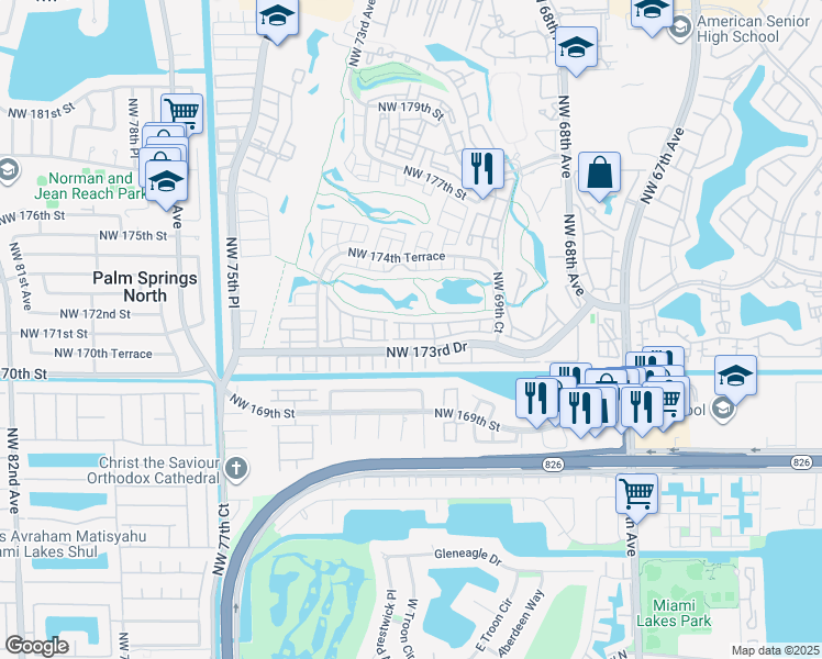 map of restaurants, bars, coffee shops, grocery stores, and more near in Country Club
