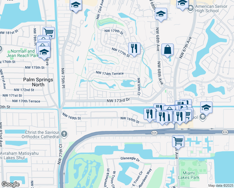 map of restaurants, bars, coffee shops, grocery stores, and more near in Country Club