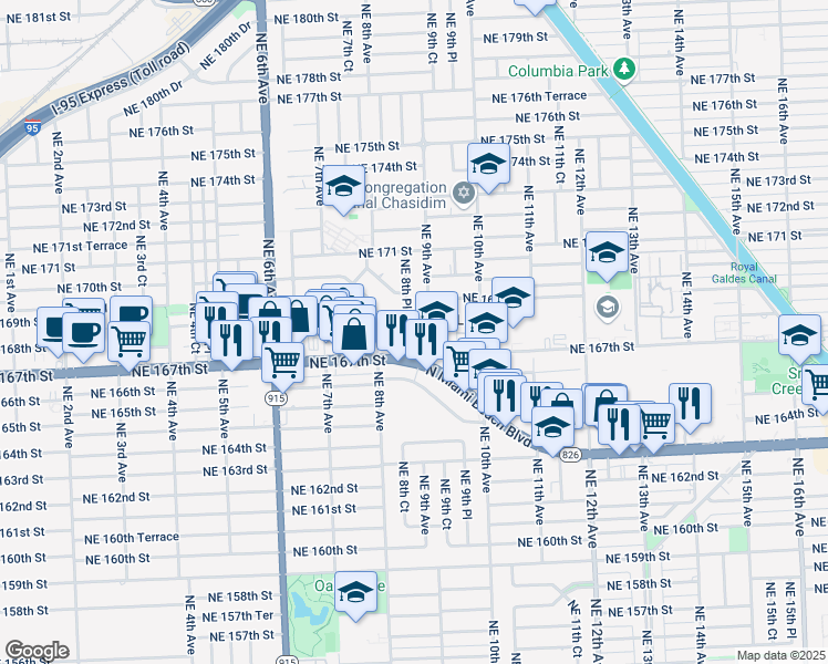 map of restaurants, bars, coffee shops, grocery stores, and more near 901 North Miami Beach Boulevard in North Miami Beach