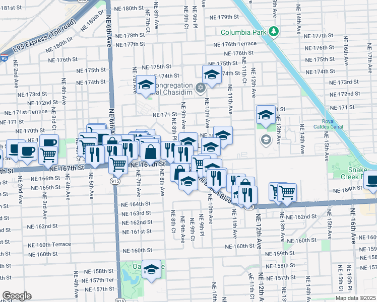 map of restaurants, bars, coffee shops, grocery stores, and more near 901 North Miami Beach Boulevard in North Miami Beach