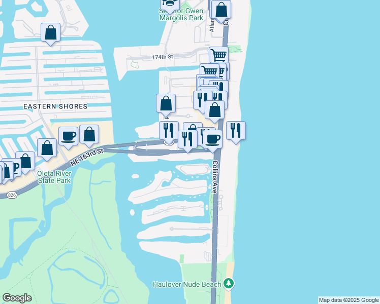 map of restaurants, bars, coffee shops, grocery stores, and more near 202 Sunny Isles Boulevard in Sunny Isles Beach