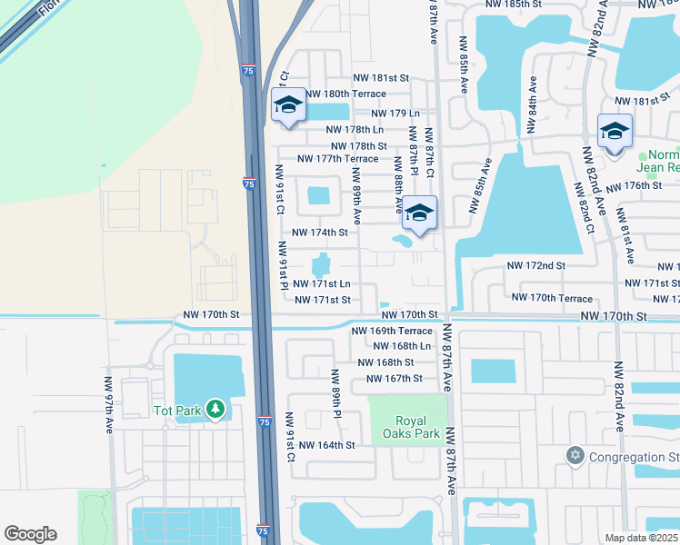 map of restaurants, bars, coffee shops, grocery stores, and more near 8902 Northwest 171st Lane in Hialeah