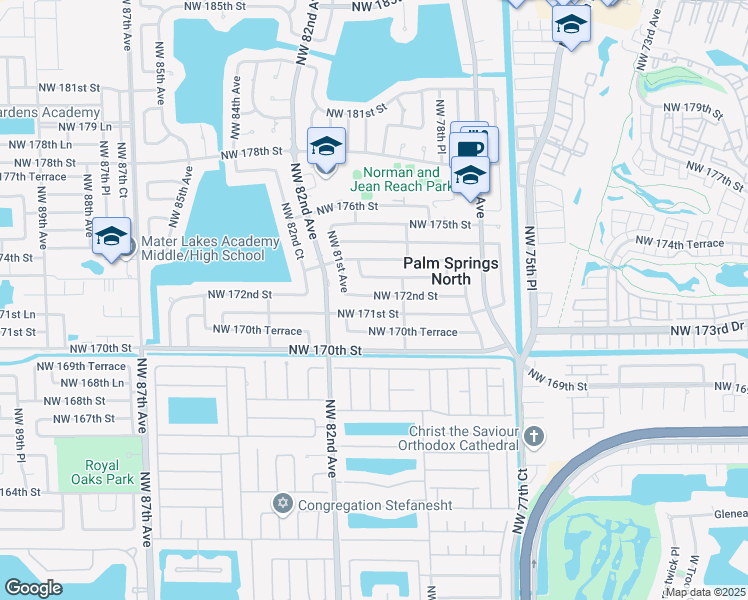 map of restaurants, bars, coffee shops, grocery stores, and more near 7910 Northwest 173rd Street in Hialeah