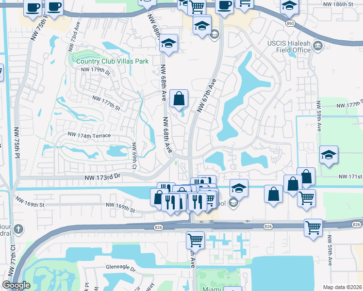 map of restaurants, bars, coffee shops, grocery stores, and more near in Country Club
