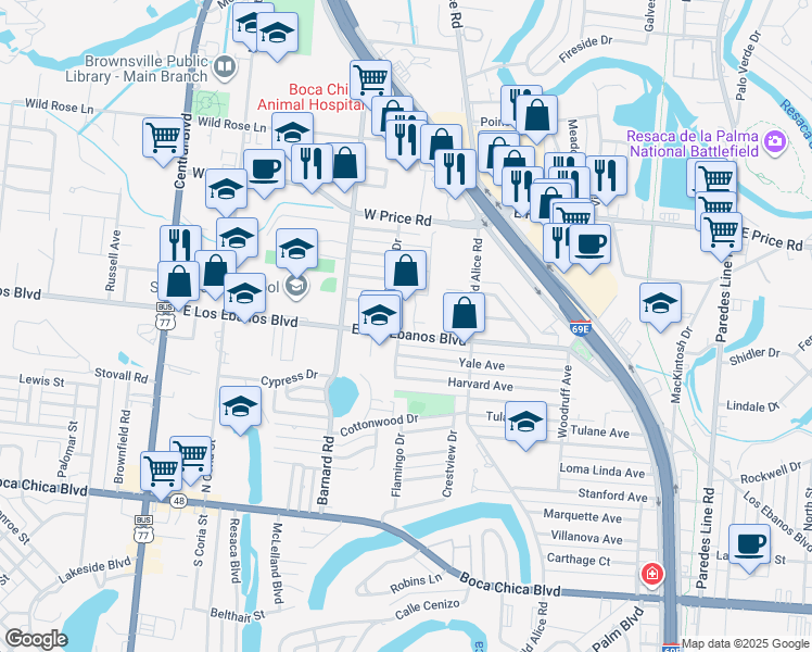 map of restaurants, bars, coffee shops, grocery stores, and more near 815 Ridgewood Street in Brownsville