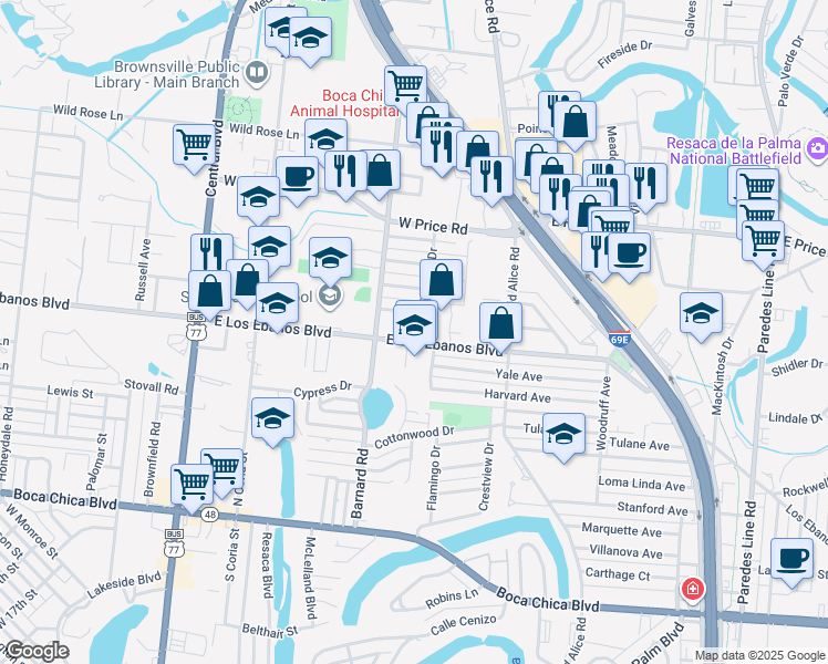 map of restaurants, bars, coffee shops, grocery stores, and more near 815 Ridgewood Street in Brownsville