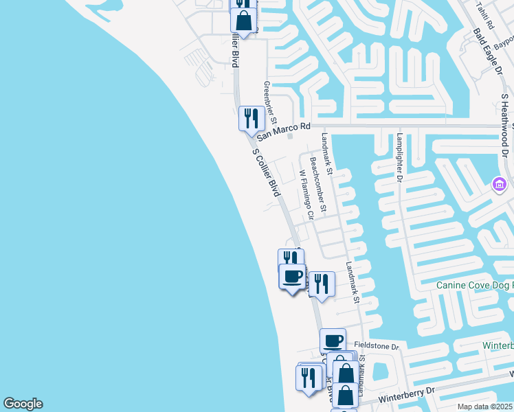 map of restaurants, bars, coffee shops, grocery stores, and more near 136 State Highway 951 in Marco Island